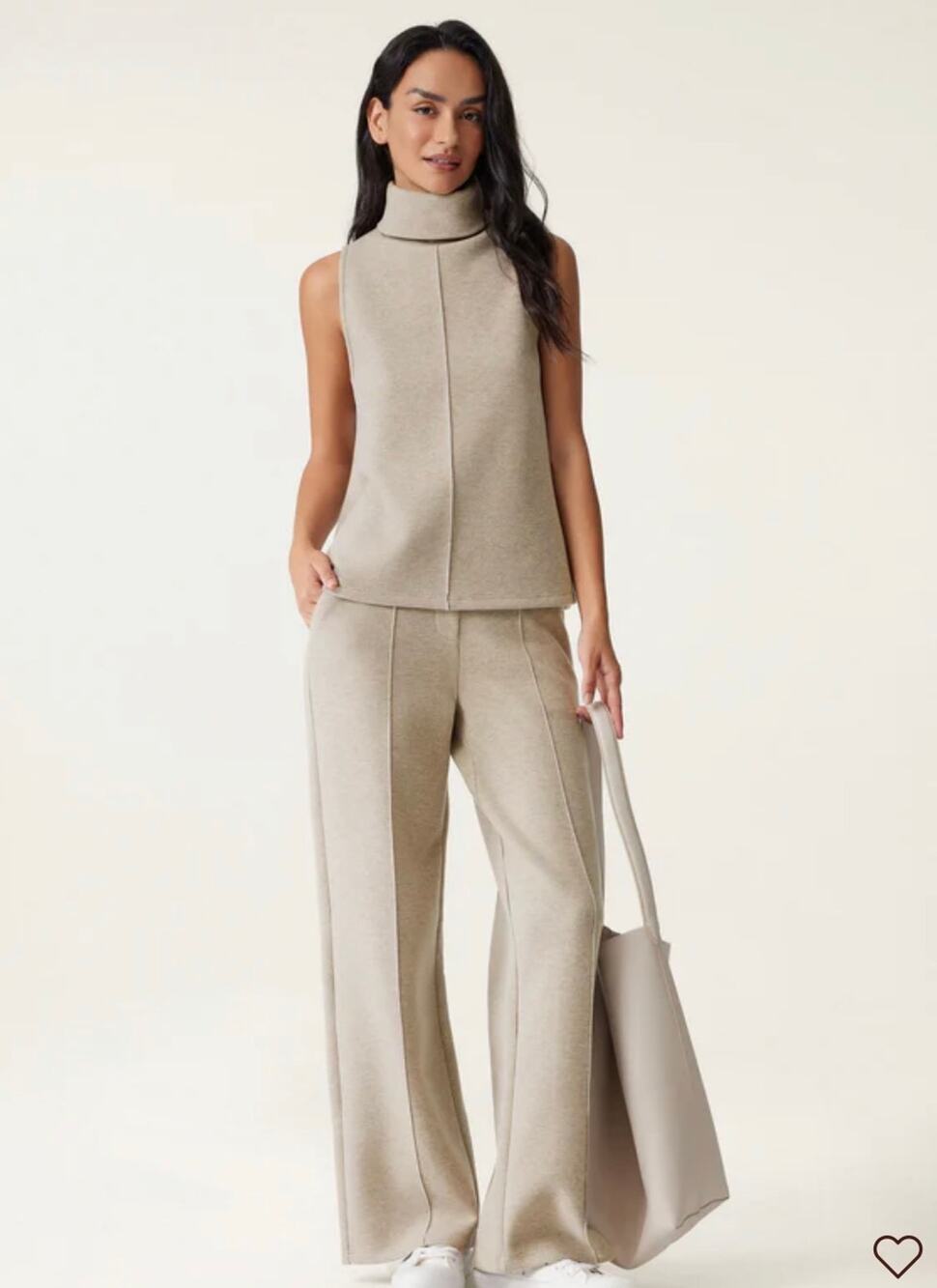 New OGL FuzzLuxe 2Pcs Set Split Hem Top & High Waisted Straight Leg Pant Small